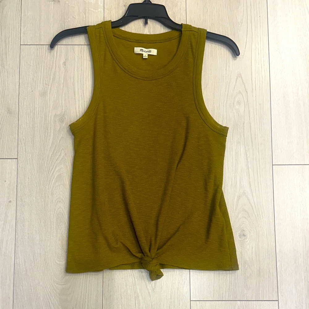 Madewell Olive Green Knotted Tank Top